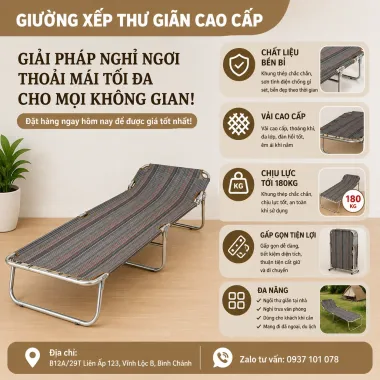 GIƯỜNG DÙ XẾP CAO CẤP VẠN LỢI – BỀN BỈ, CHỐNG THẤM, TIỆN LỢI