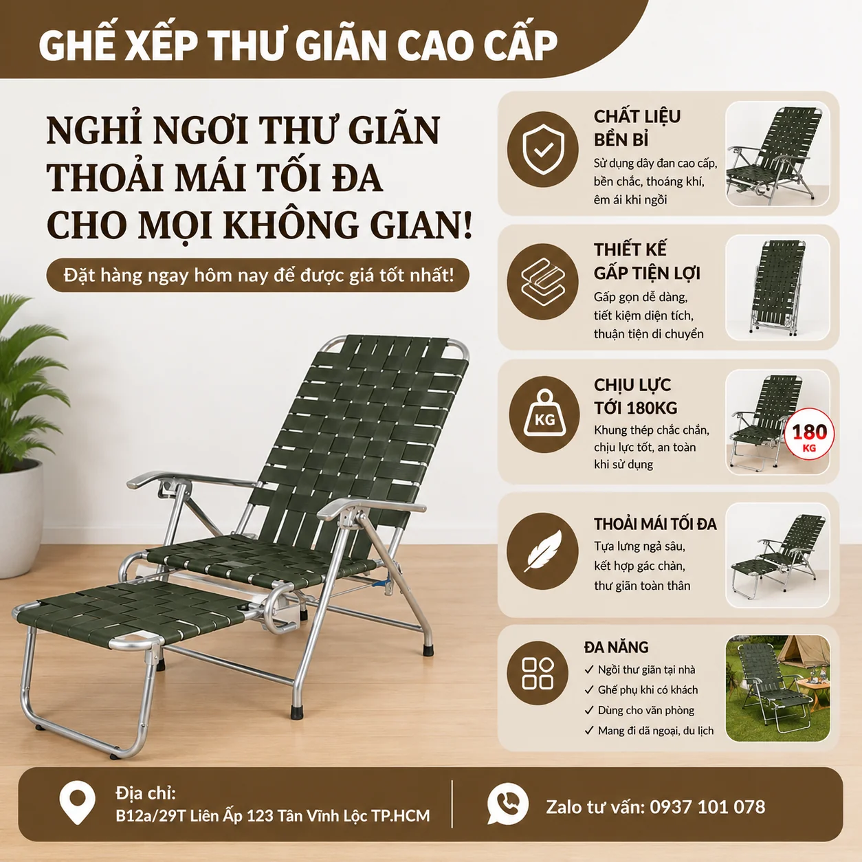 GHẾ DÙ THƯ GIÃN CAO CẤP – THOÁNG MÁT, ÊM ÁI, SIÊU TIỆN LỢI