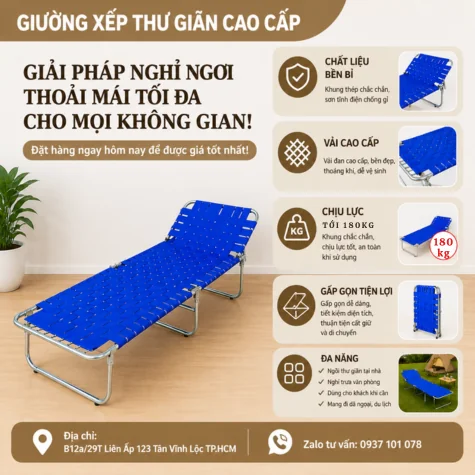 GIƯỜNG LƯỚI XẾP CAO CẤP VẠN LỢI – THOÁNG MÁT, BỀN BỈ, TIỆN LỢI